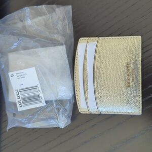 NWT Kate Spade pale gold card Case sylvia